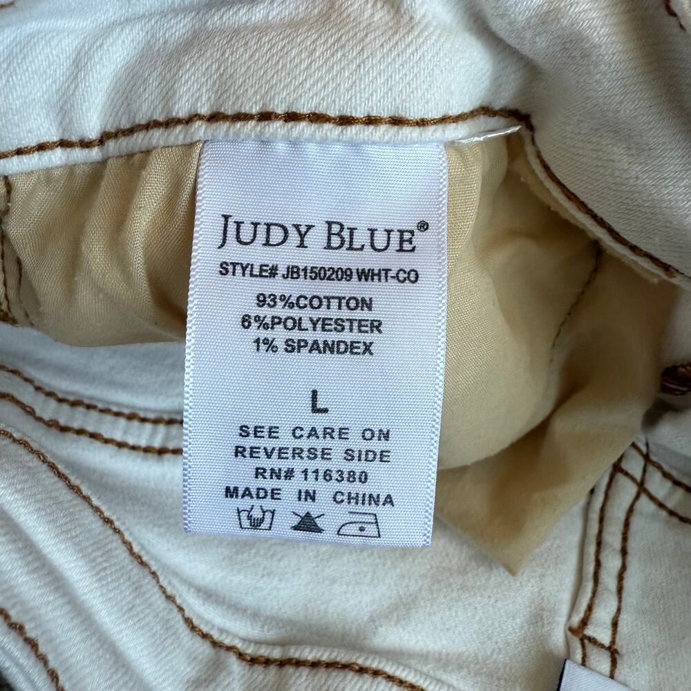 Judy Blue Adventureland Off White Denim Shorts Women's Large - Picture 9 of 14